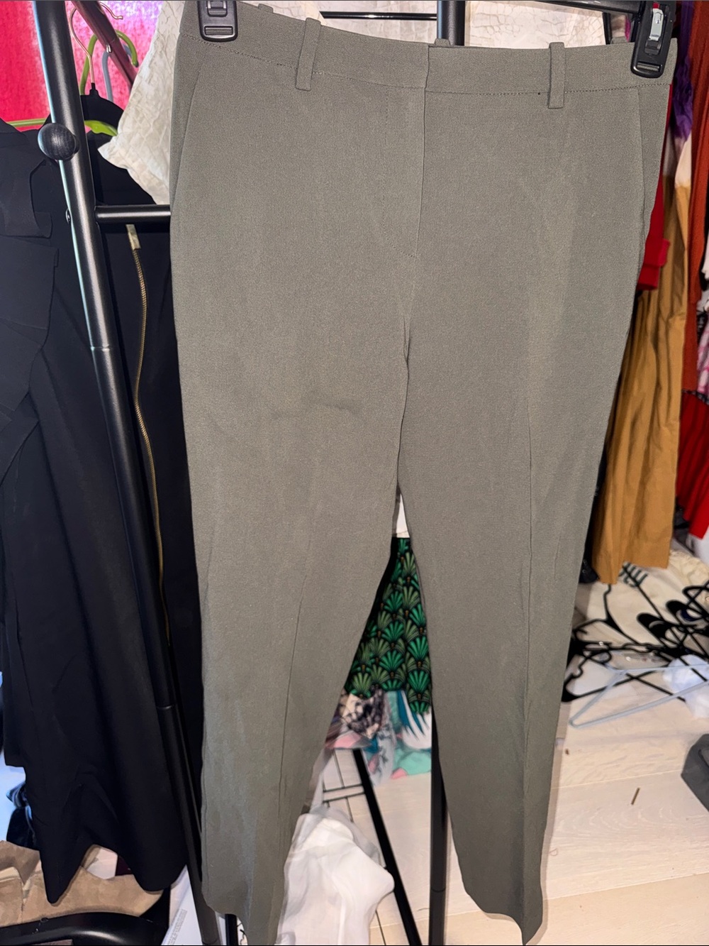 Theory Olive Green Women's Slim Dress Trousers